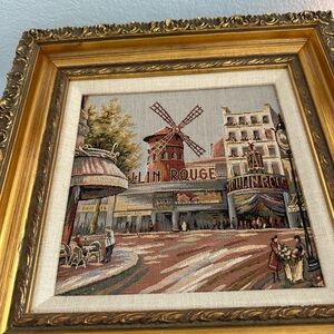 Tapestry of The Famous Moulin Rouge in a vintage gold frame